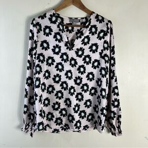 Ted Baker Floral Print Women's Top Black Pink Size Small Blouse Lightweight